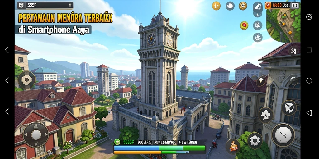 Screenshot game Tower Defense 555F dengan visual menarik dan gameplay mendebarkan.