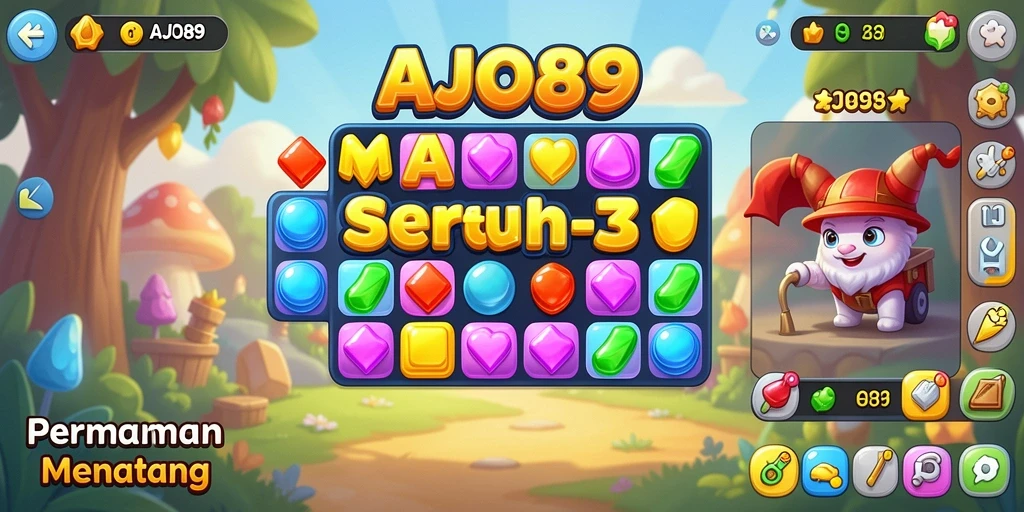Screenshot AJO89 menampilkan gameplay Match-3 yang seru.