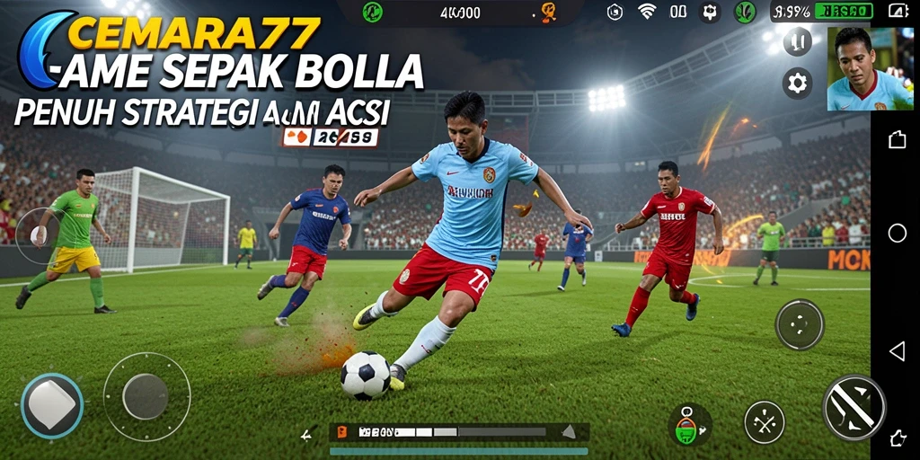 Tampilan gameplay CEMARA77 yang penuh aksi di lapangan hijau.