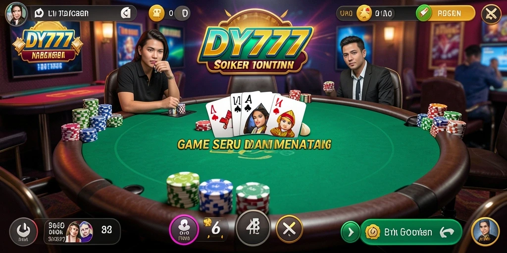 Screenshot gameplay DY777 yang menampilkan momen seru di meja poker.