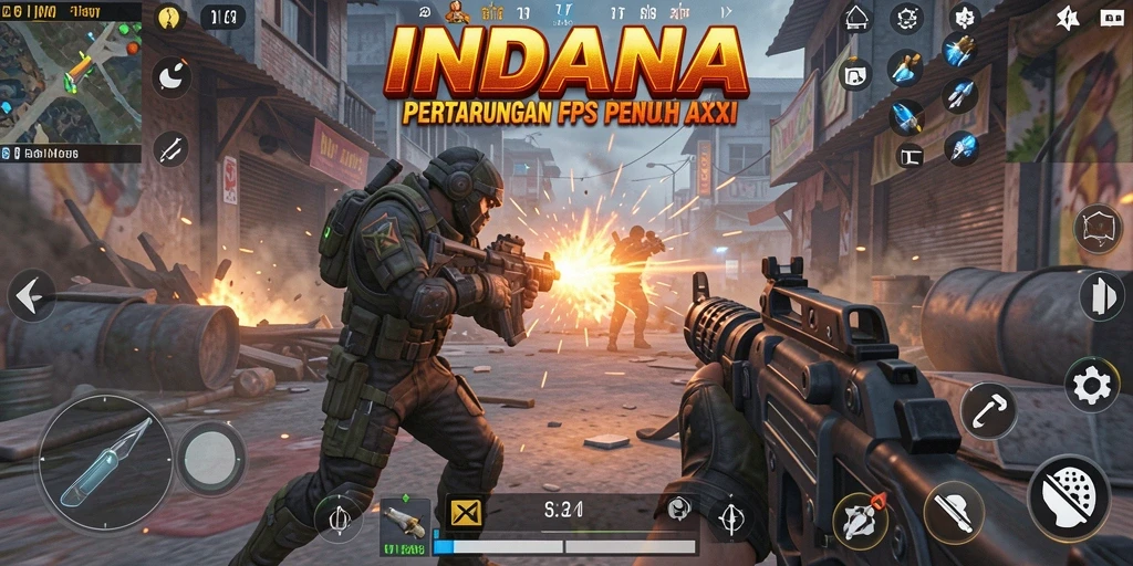 Screenshot gameplay INDAAA dengan aksi cepat dan grafis detail.