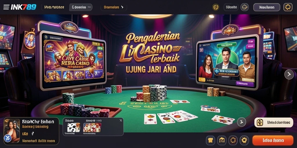 Screenshot gameplay INK789 dengan dealer dan permainan live yang menarik.