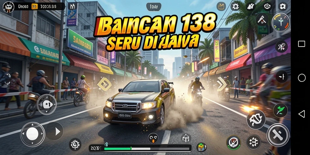 Gambar screenshot gameplay LANCAR138 menampilkan mobil balap yang melaju kencang di lintasan.