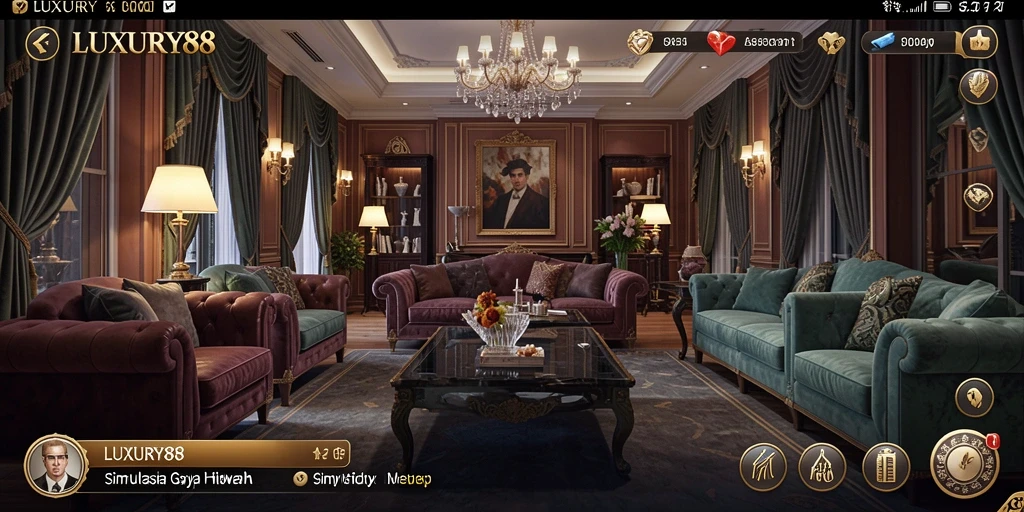 Tangkapan layar gameplay LUXURY88 menampilkan dunia simulasi mewah yang menarik.