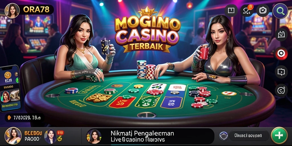 Screenshot gameplay ORA78 menampilkan dealer profesional dan suasana Live Casino.