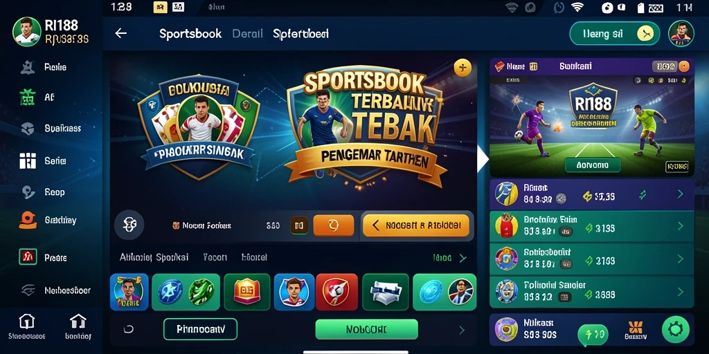 Tampilan utama RI188 menunjukkan berbagai opsi taruhan olahraga.